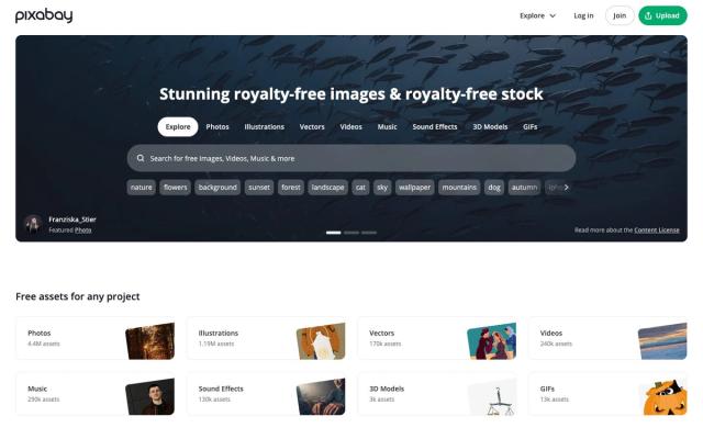 Pixabay website homepage