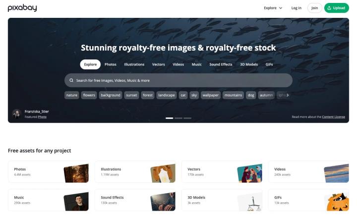 Pixabay website homepage