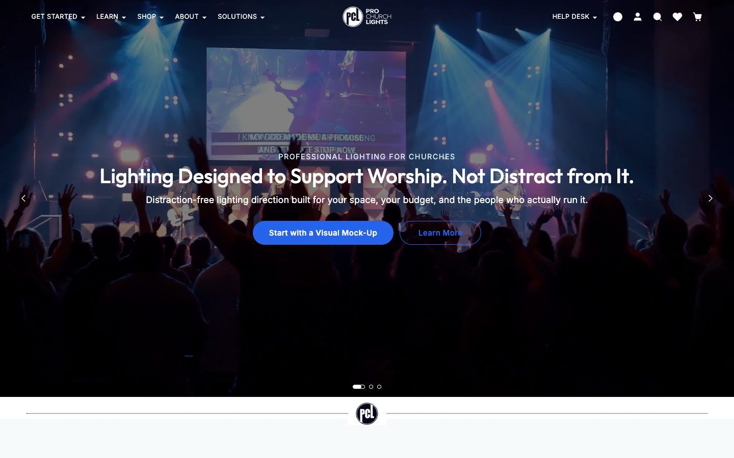 Pro Church Lights website homepage