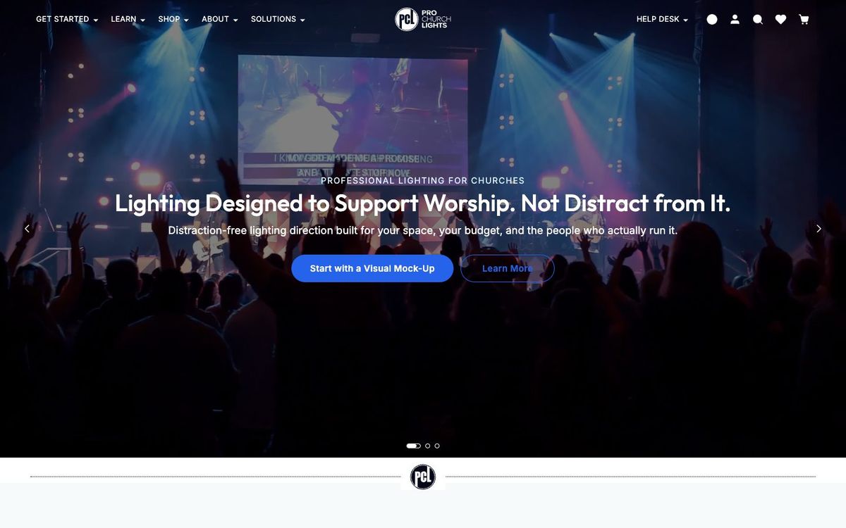 Pro Church Lights website homepage