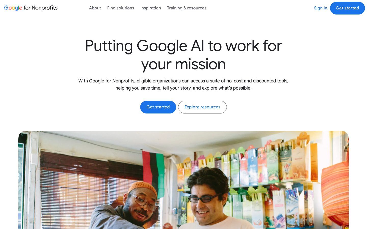 Google for Nonprofits website homepage