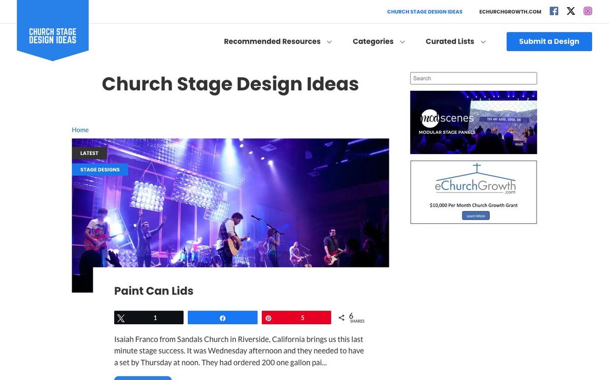 Stage Design Ideas website homepage