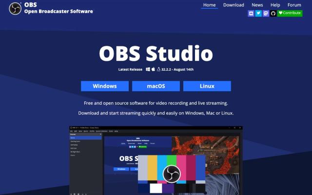 OBS Studio website homepage