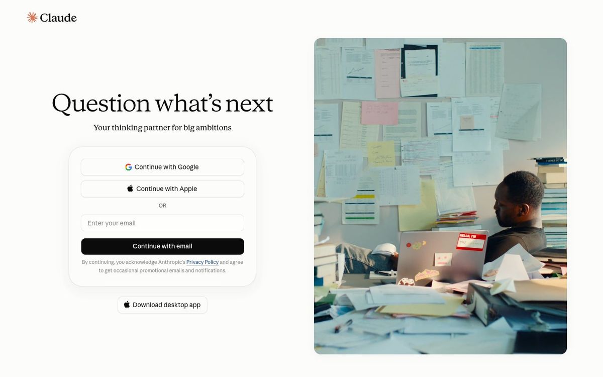 Claude website homepage