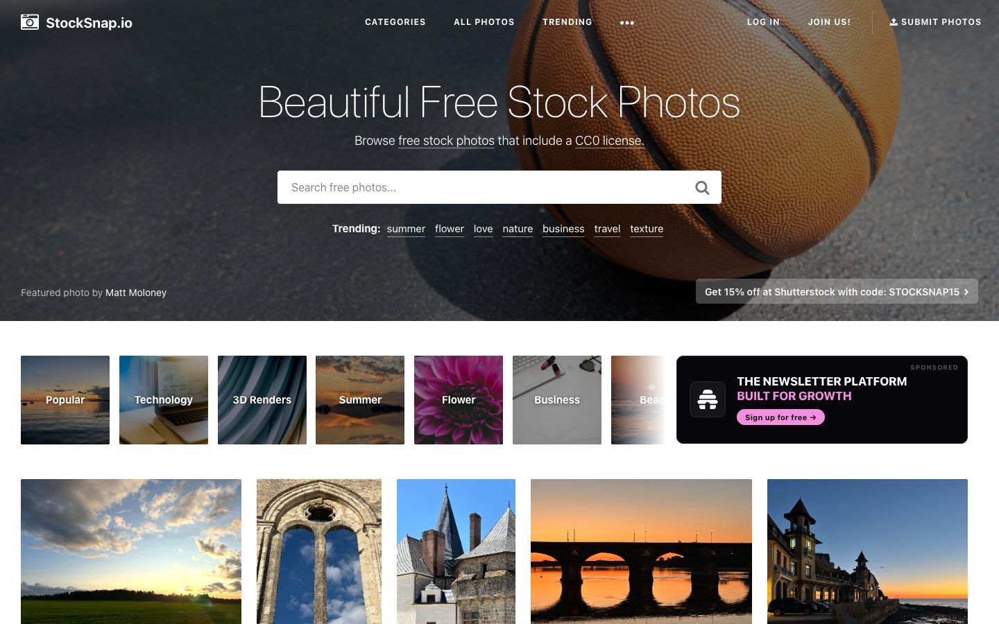 StockSnap.io website homepage