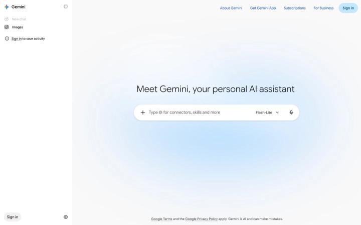 Google Gemini website homepage