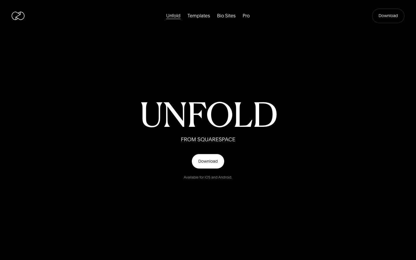 Unfold website homepage