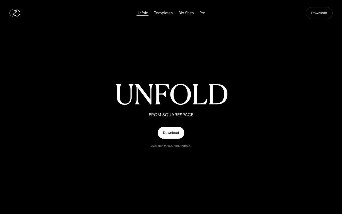 Unfold website homepage