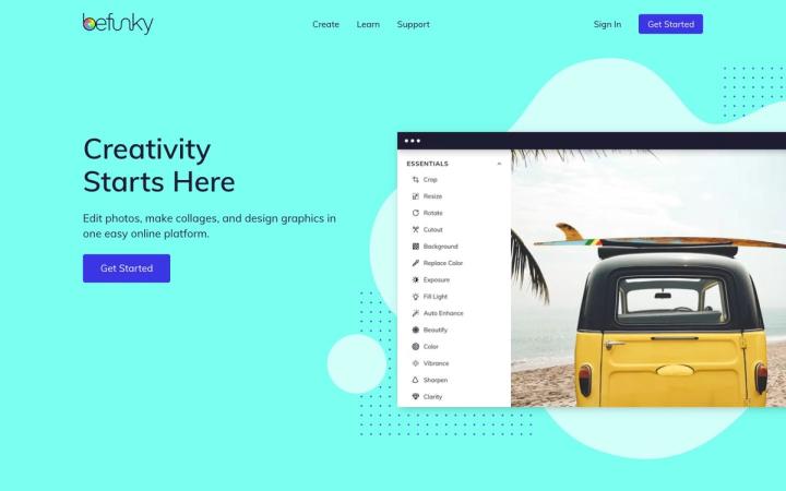 Befunky website homepage
