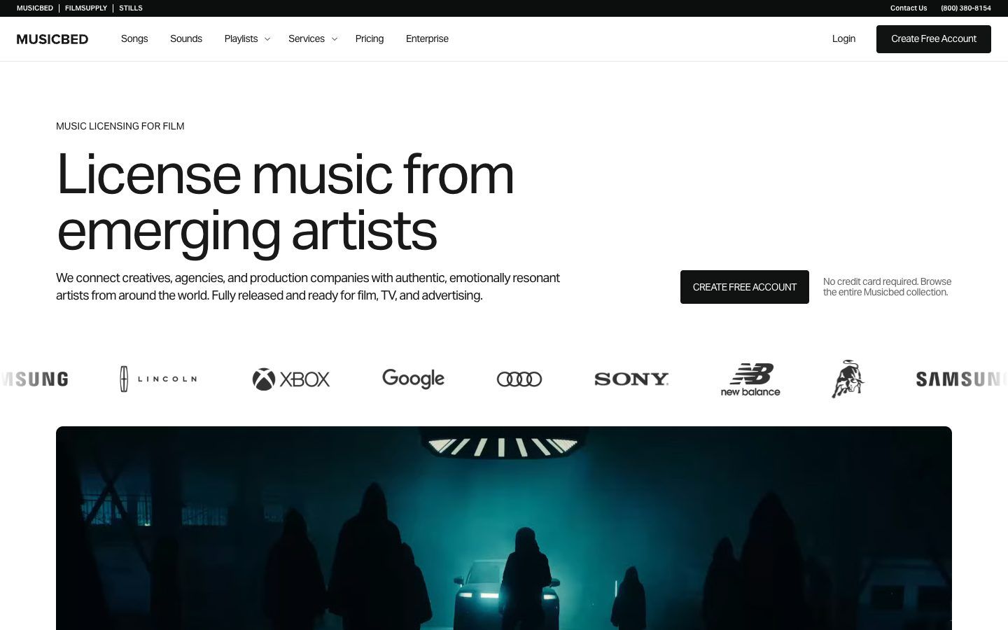 Musicbed website homepage