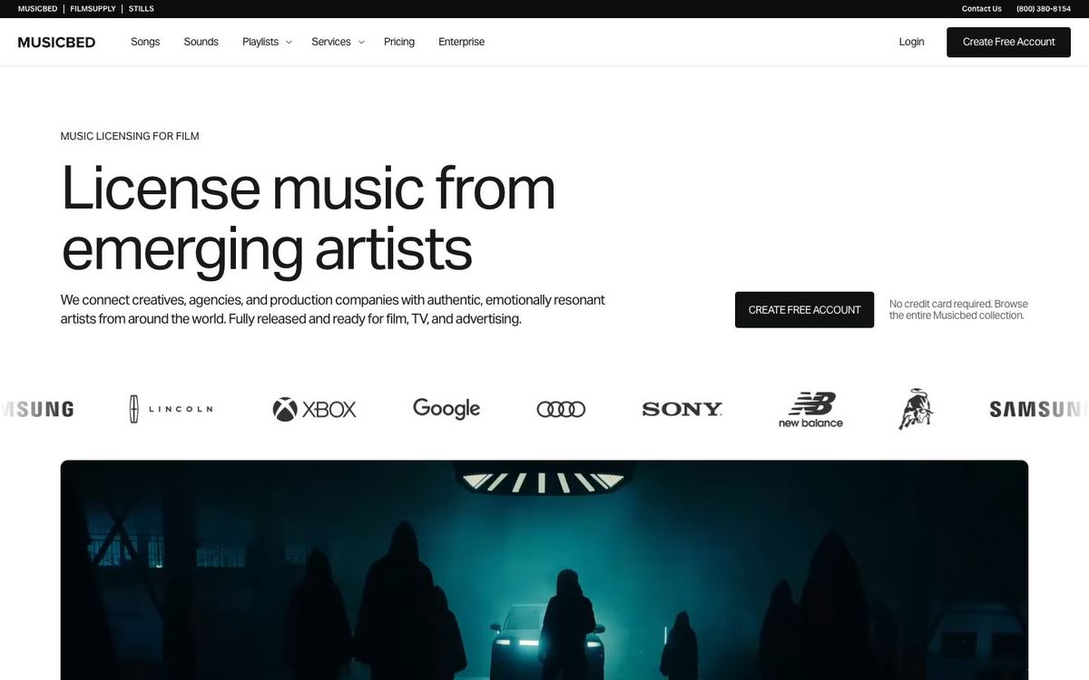 Musicbed website homepage