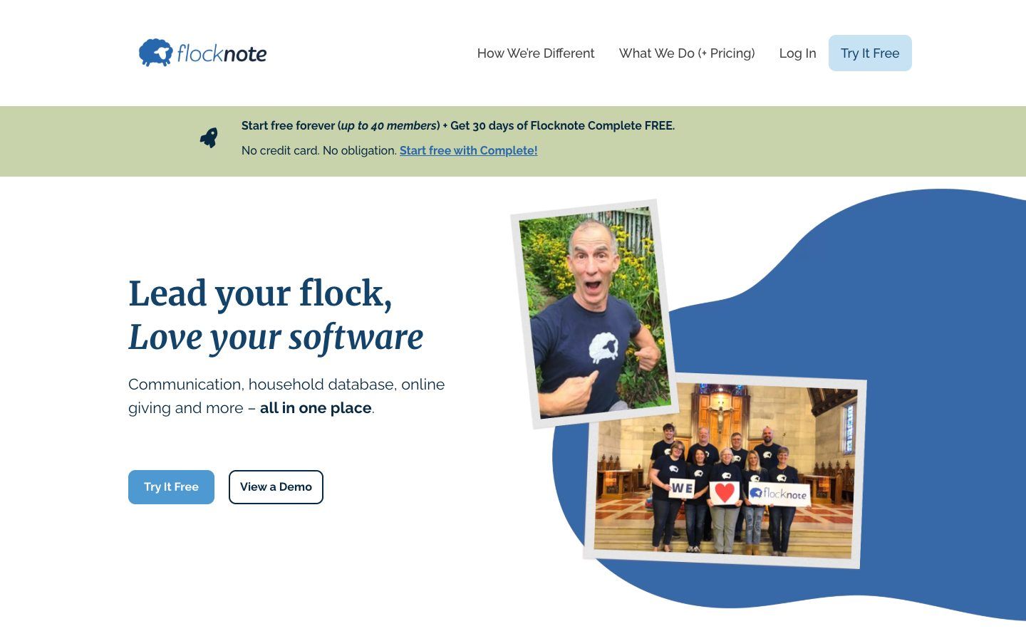 Flocknote website homepage