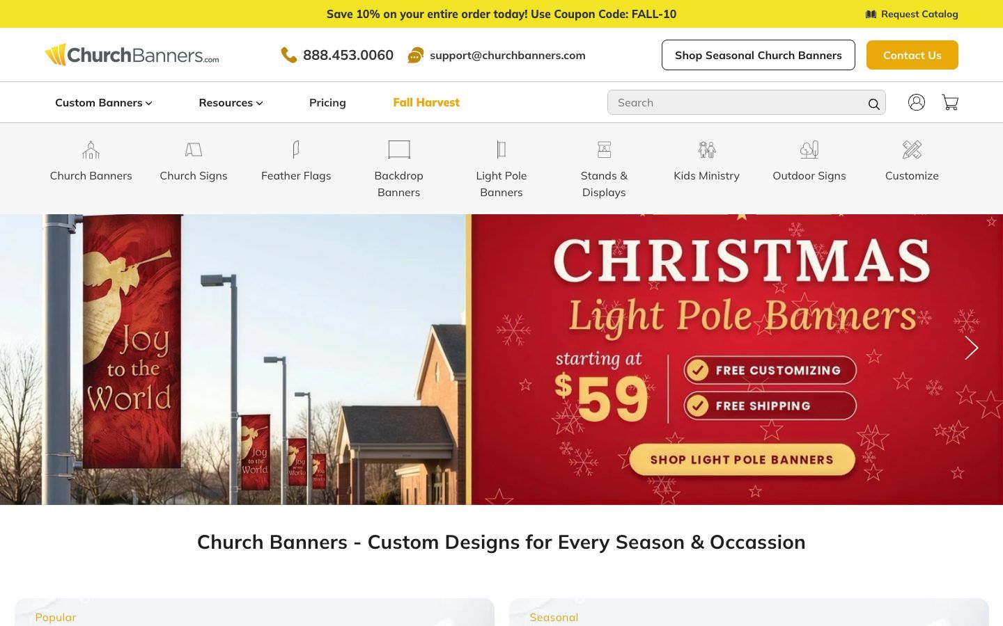 Church Banners website homepage