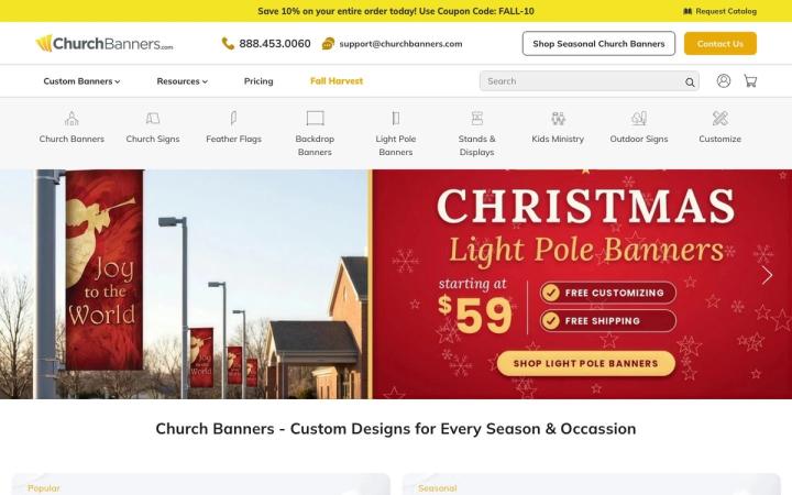 Church Banners website homepage