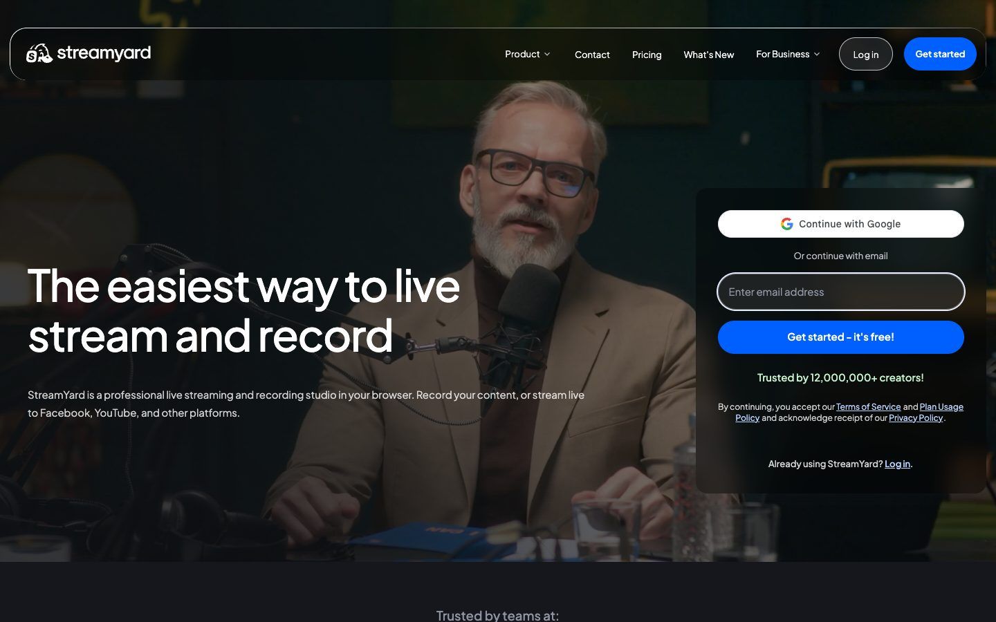 StreamYard website homepage