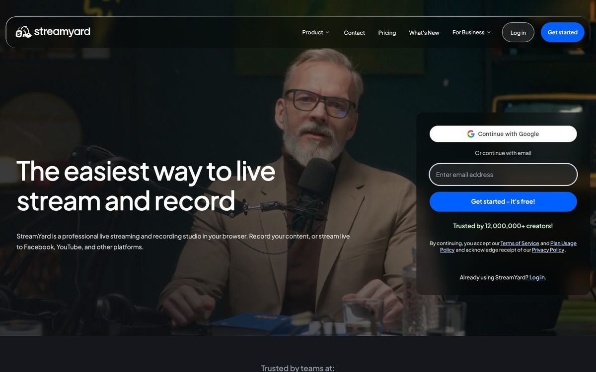 StreamYard website homepage