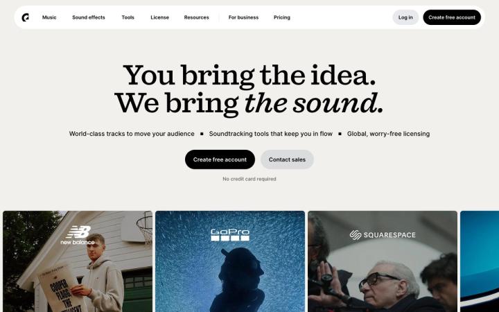 Epidemic Sound website homepage