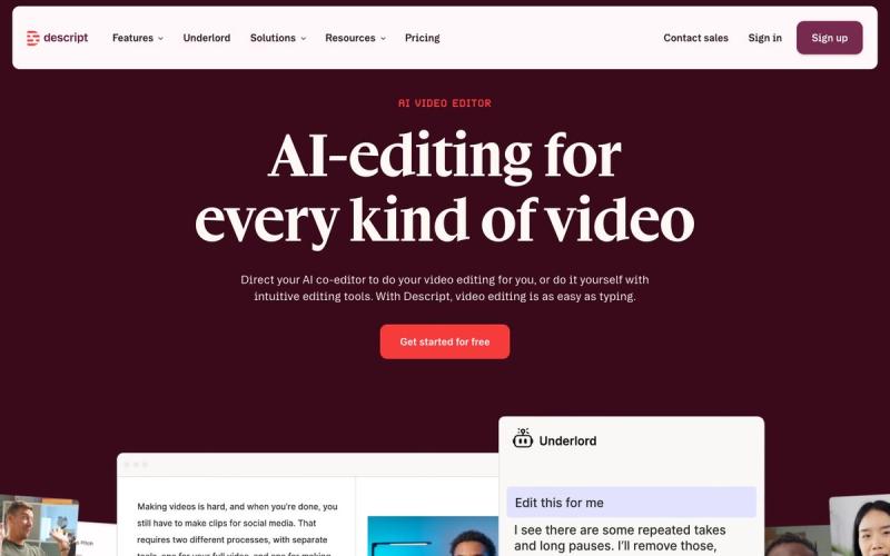Descript website homepage