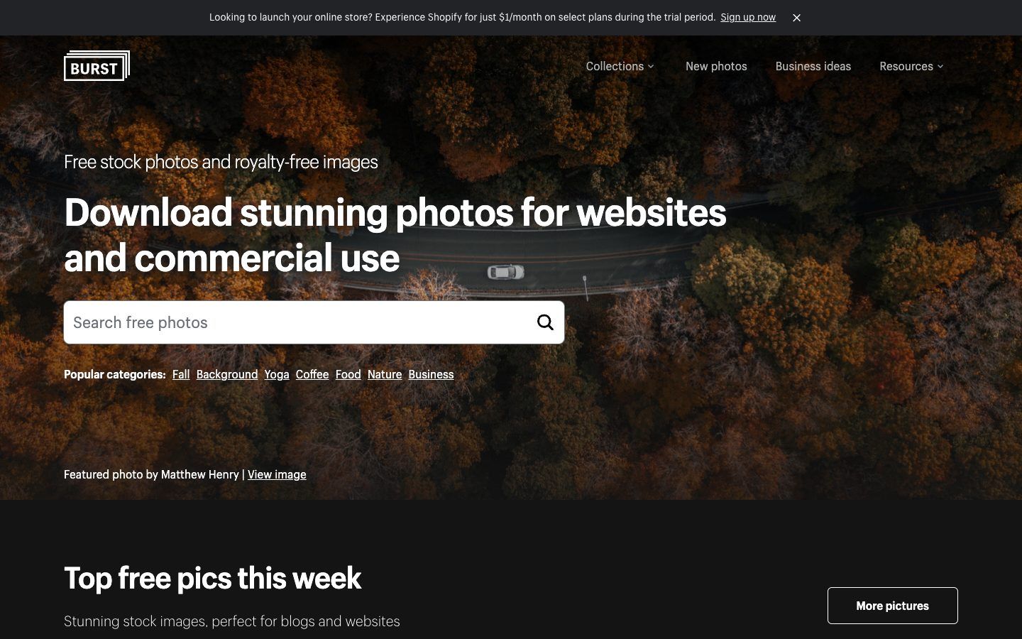 Burst website homepage