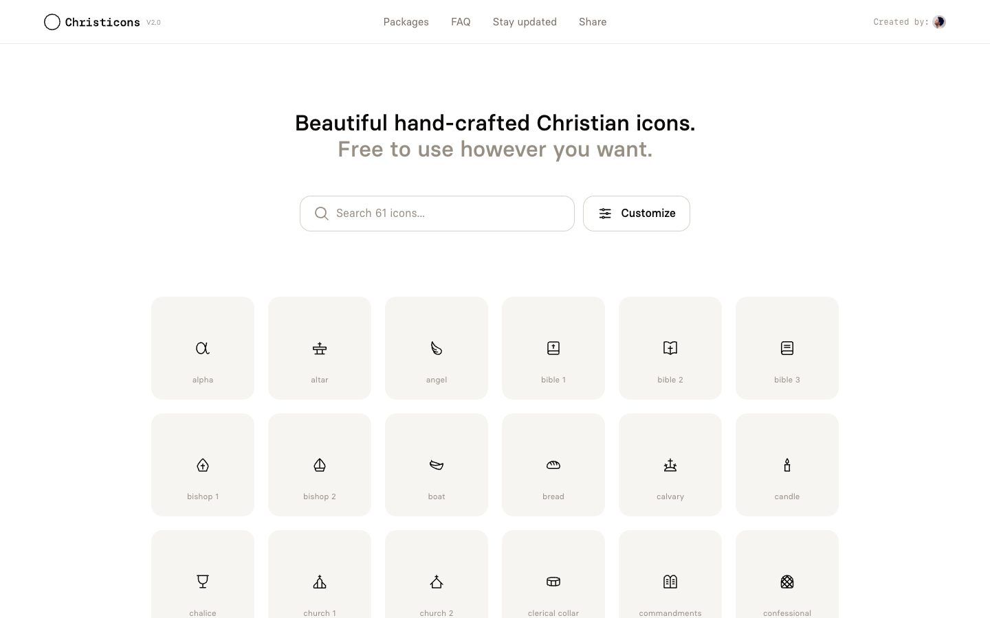Christicons website homepage