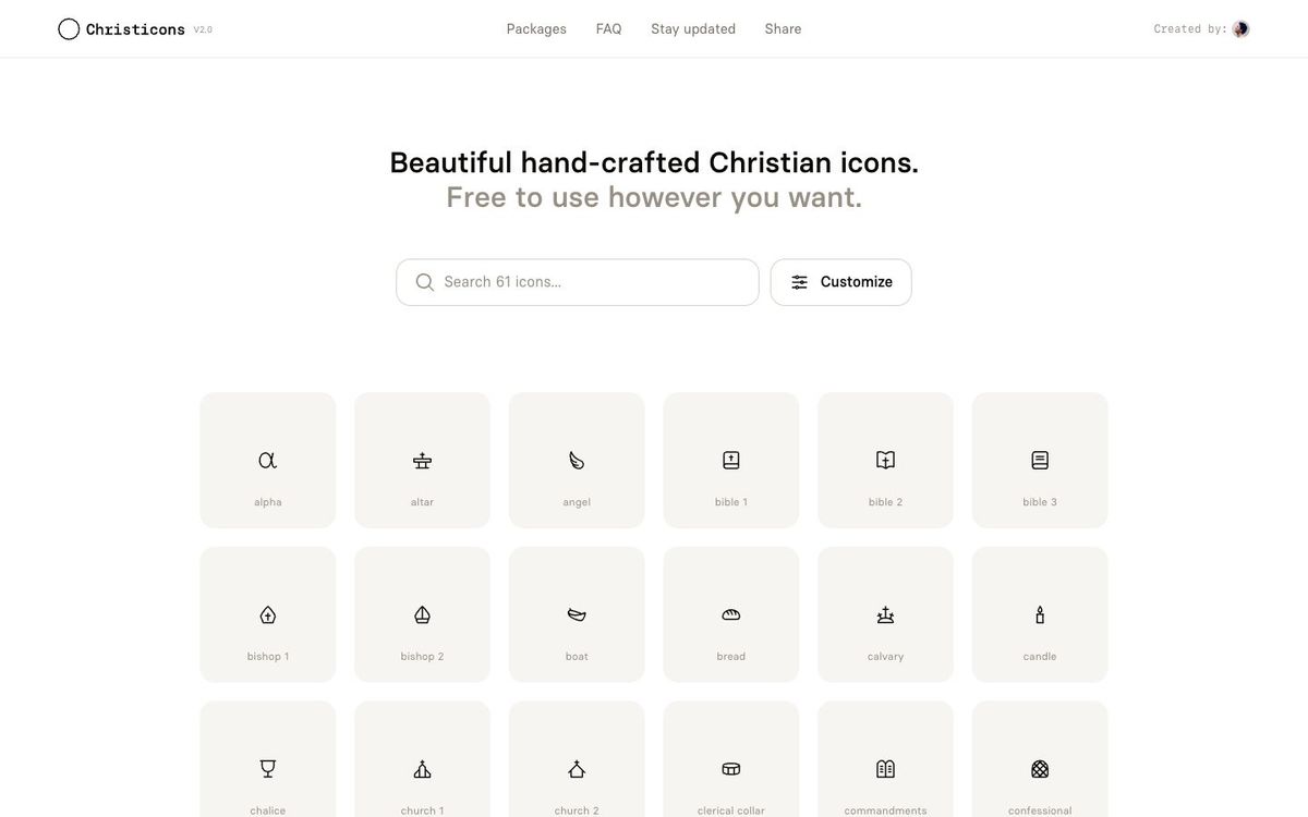 Christicons website homepage