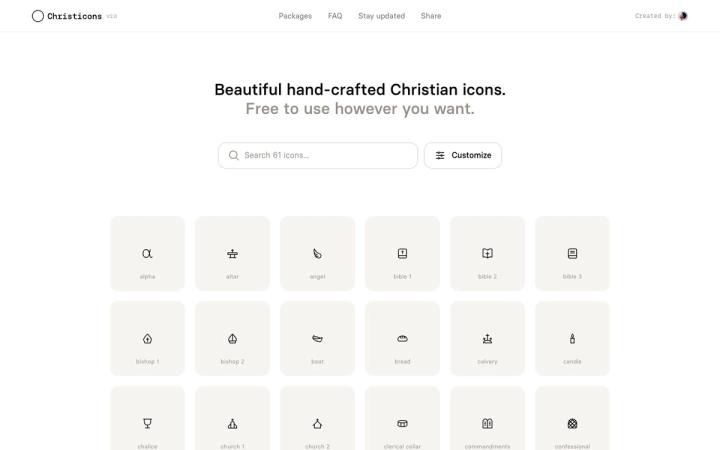 Christicons website homepage
