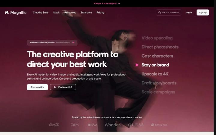 Magnific (formerly Freepik) website homepage