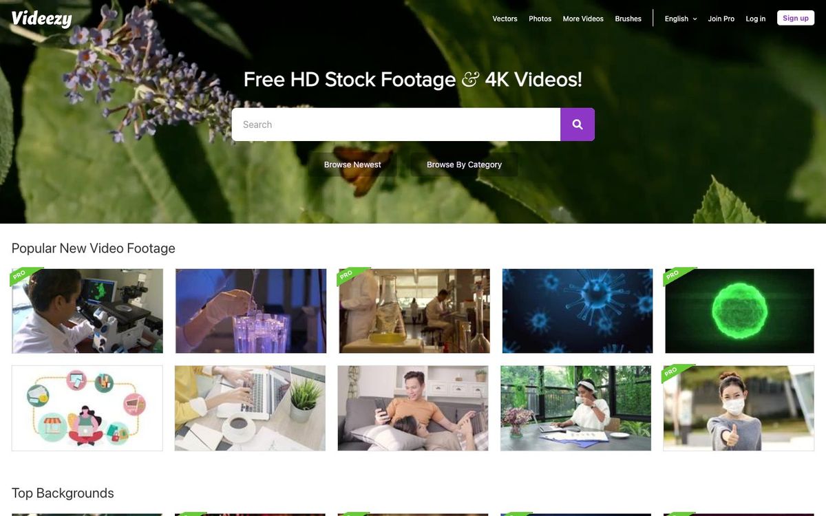 Videezy website homepage