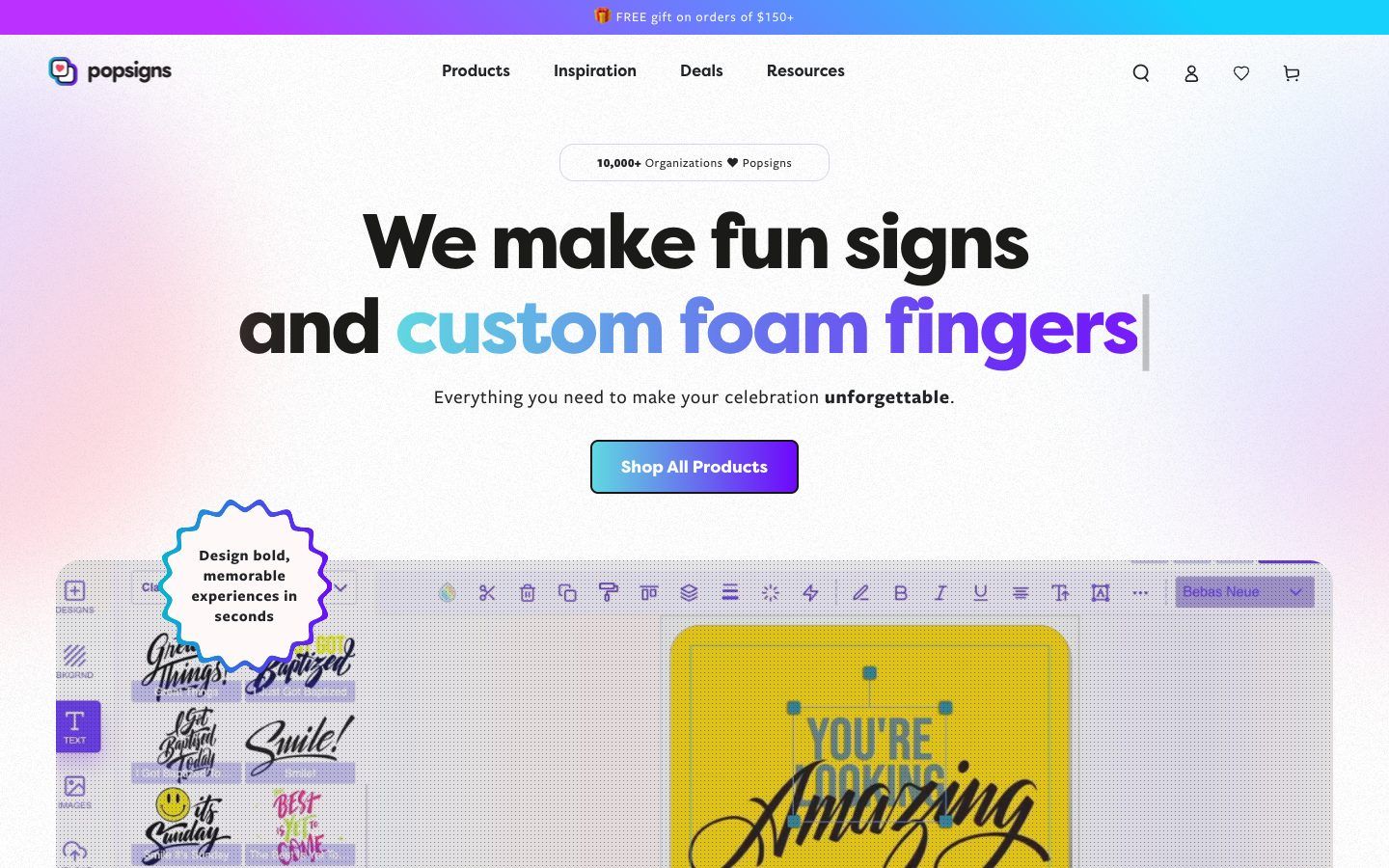 Pop Signs website homepage