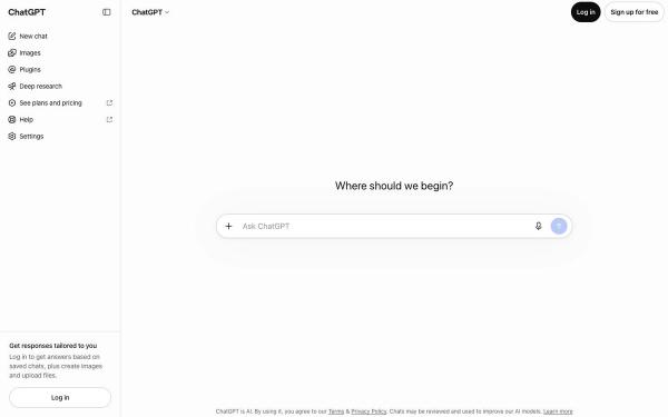ChatGPT website homepage