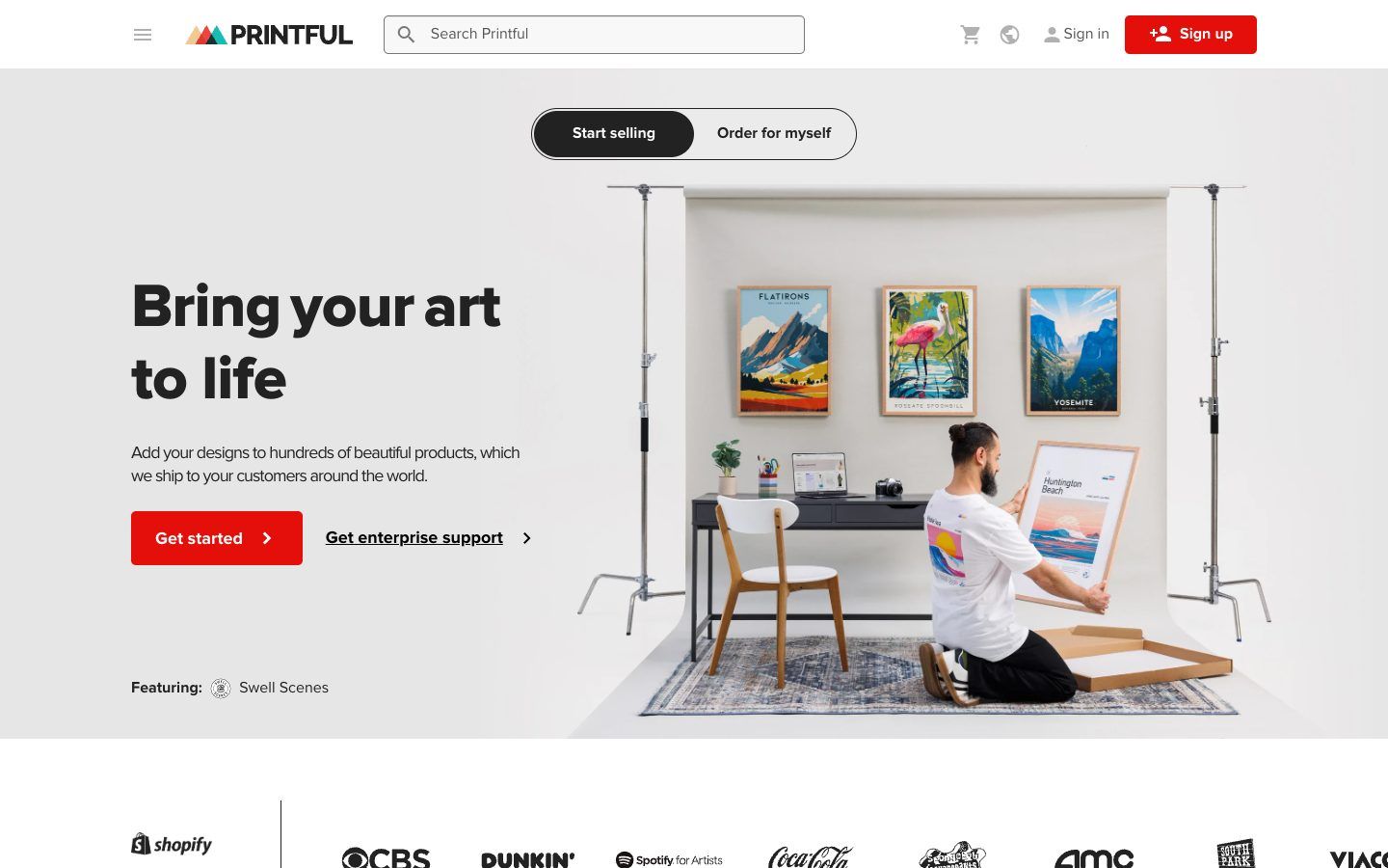 Printful website homepage