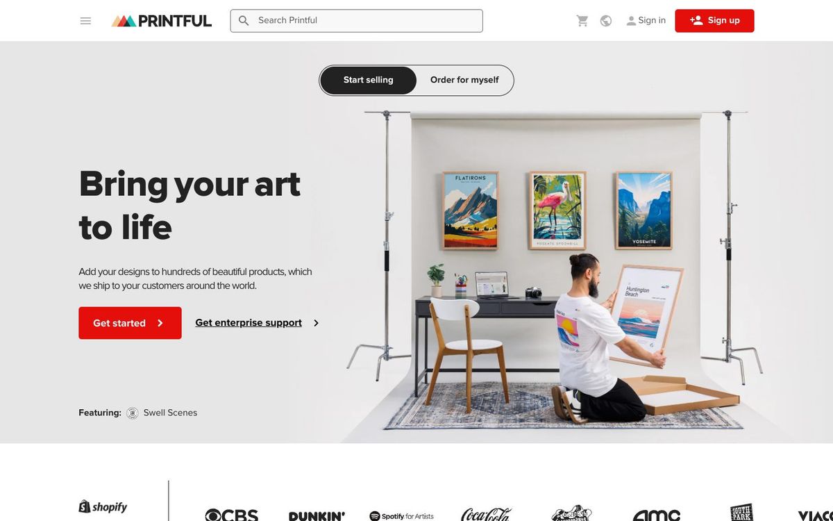 Printful website homepage
