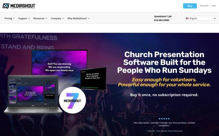 MediaShout website homepage