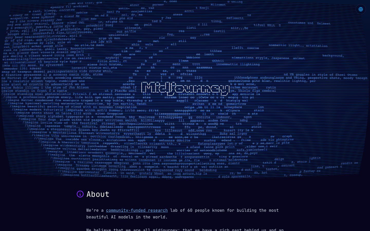 Midjourney website homepage