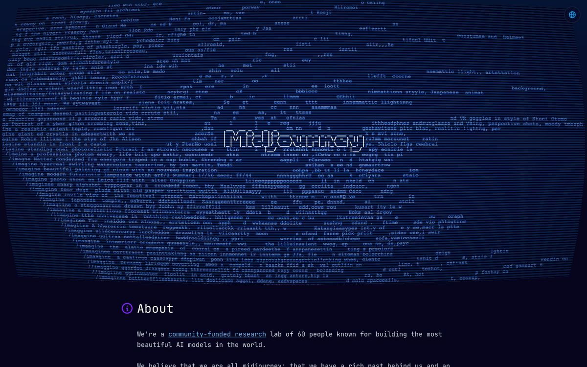Midjourney website homepage