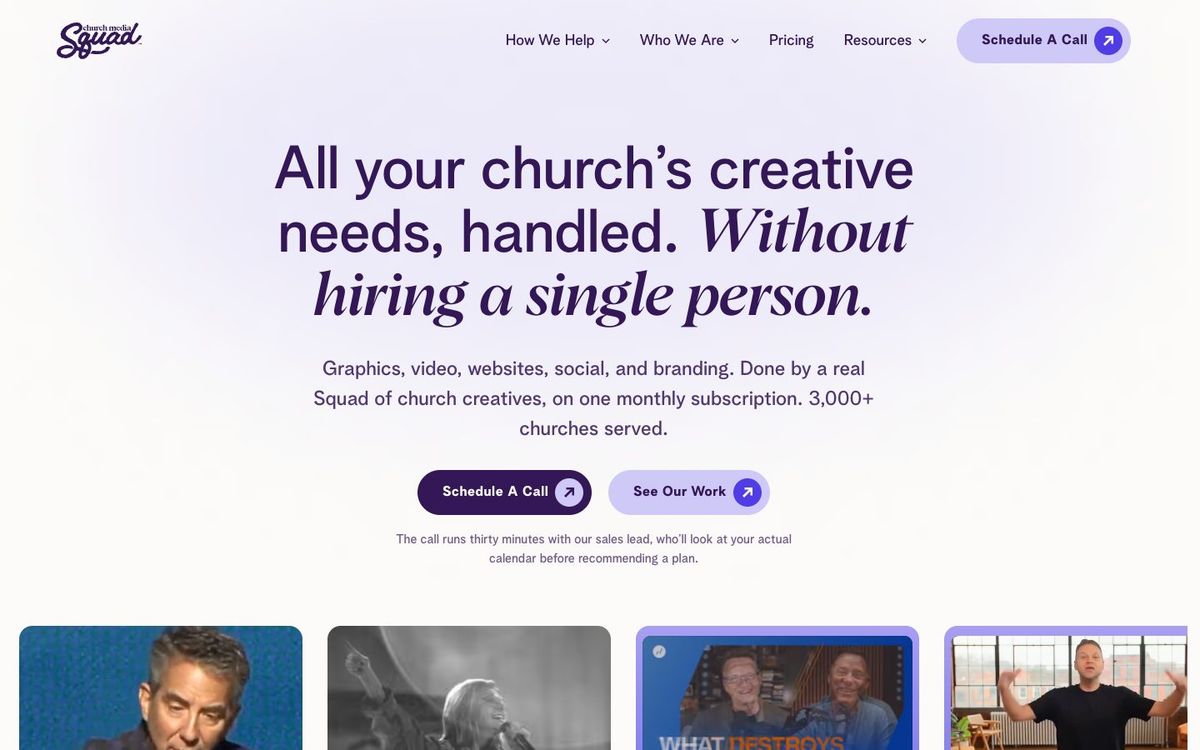 Church Media Squad: A Whole Creative Team for Your Church, Without Hiring One website