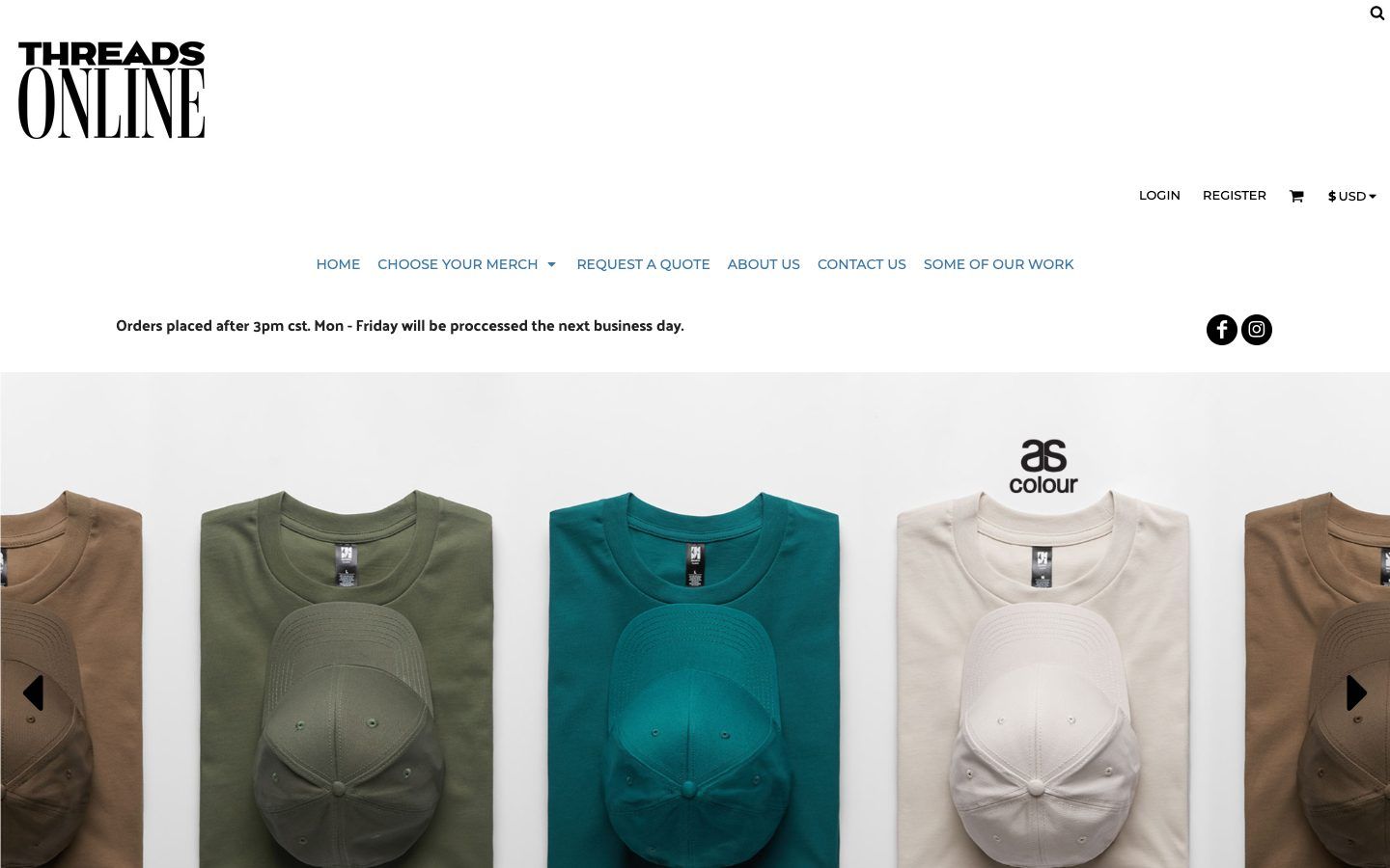 Threads Online website homepage