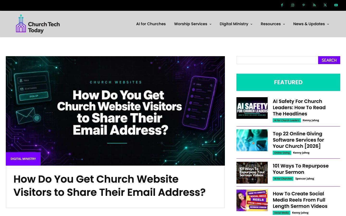 ChurchTechToday website homepage
