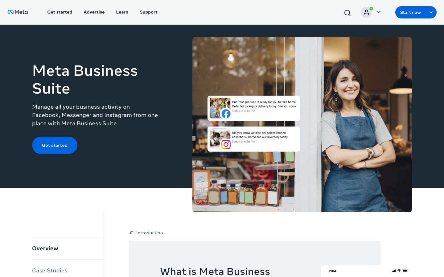 Meta Business Suite website homepage