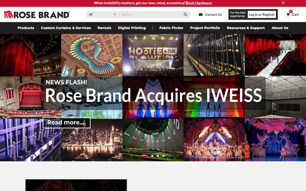 Rose Brand website homepage