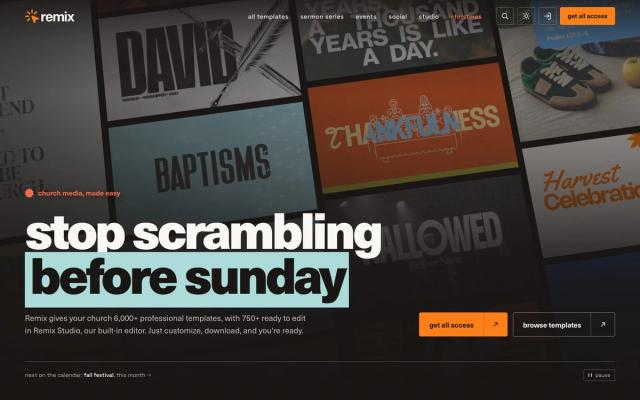 Remix Church Media website homepage