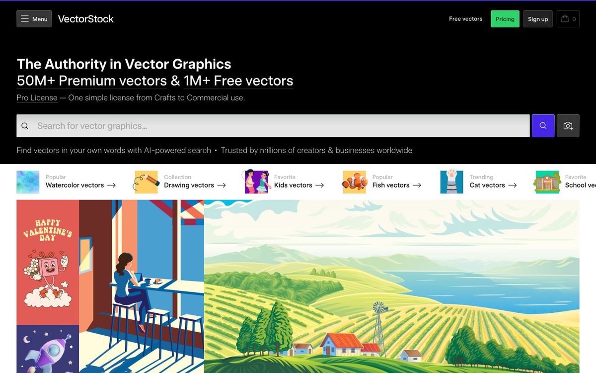 Vector Stock website homepage