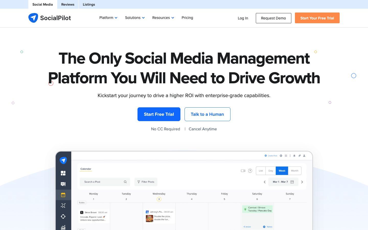 SocialPilot website homepage