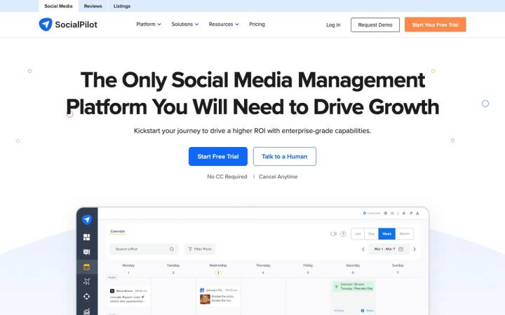 SocialPilot website homepage