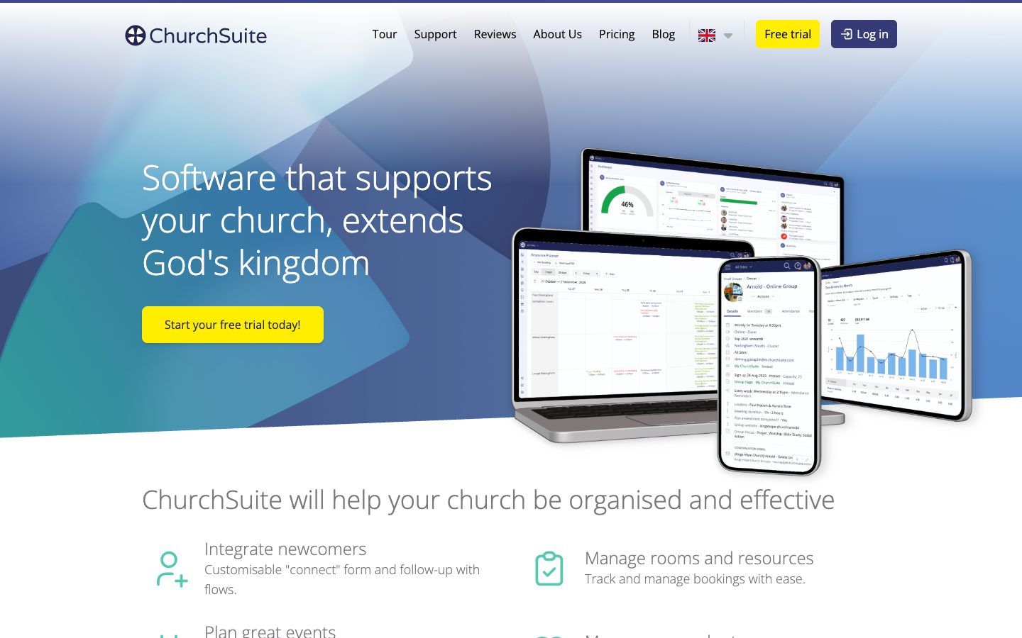 ChurchSuite website homepage