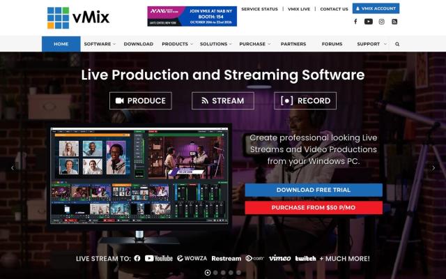 vMix website homepage