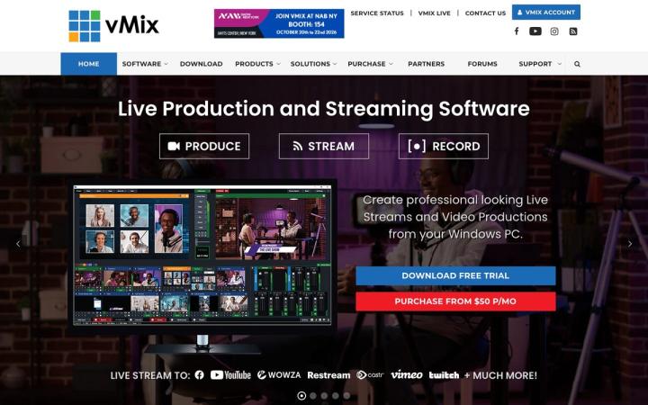 vMix website homepage