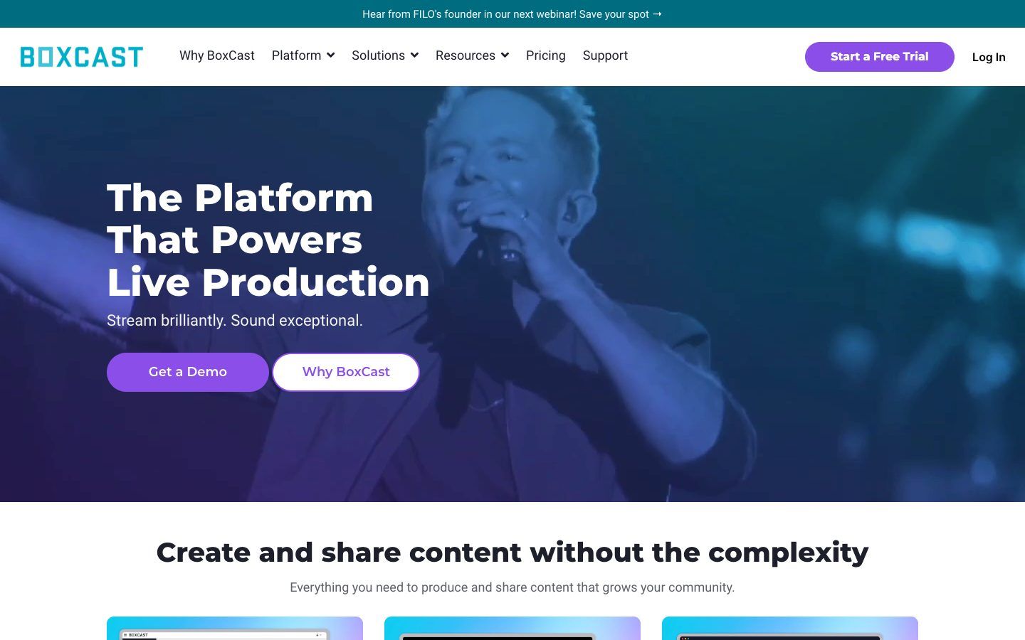 BoxCast website homepage