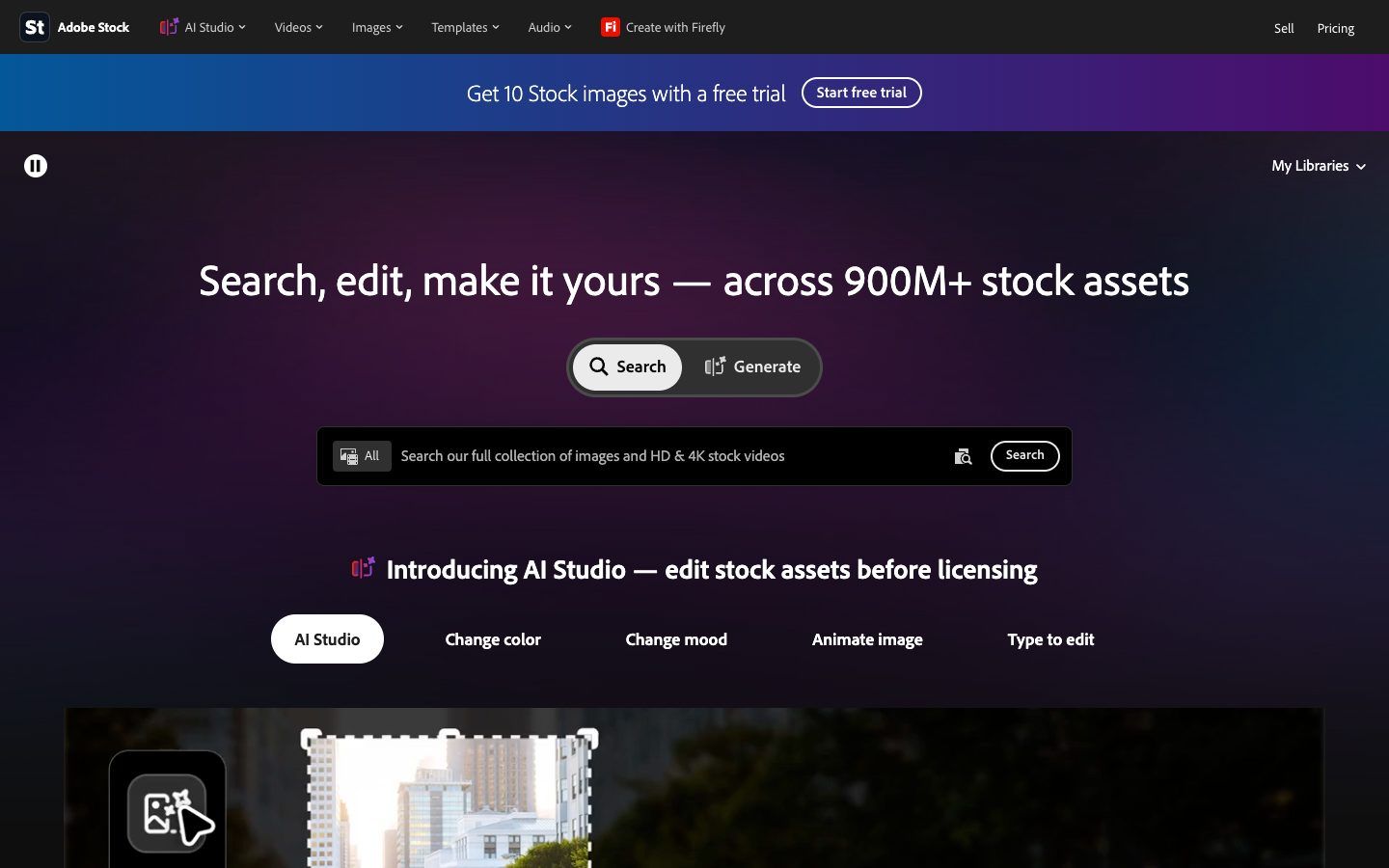 Adobe Stock website homepage