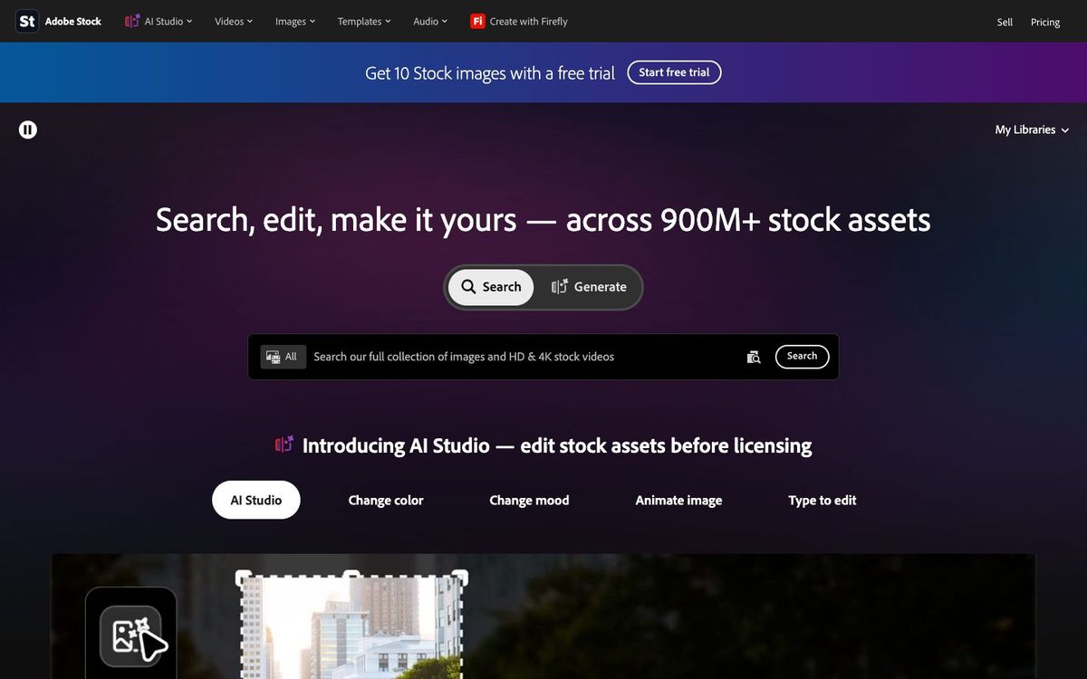 Adobe Stock website homepage